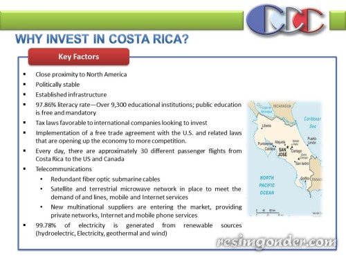 WHY INVEST IN COSTA RICA SLIDE. POWER POINT PRESENTATION COSTA RICA'S CALL CENTER
